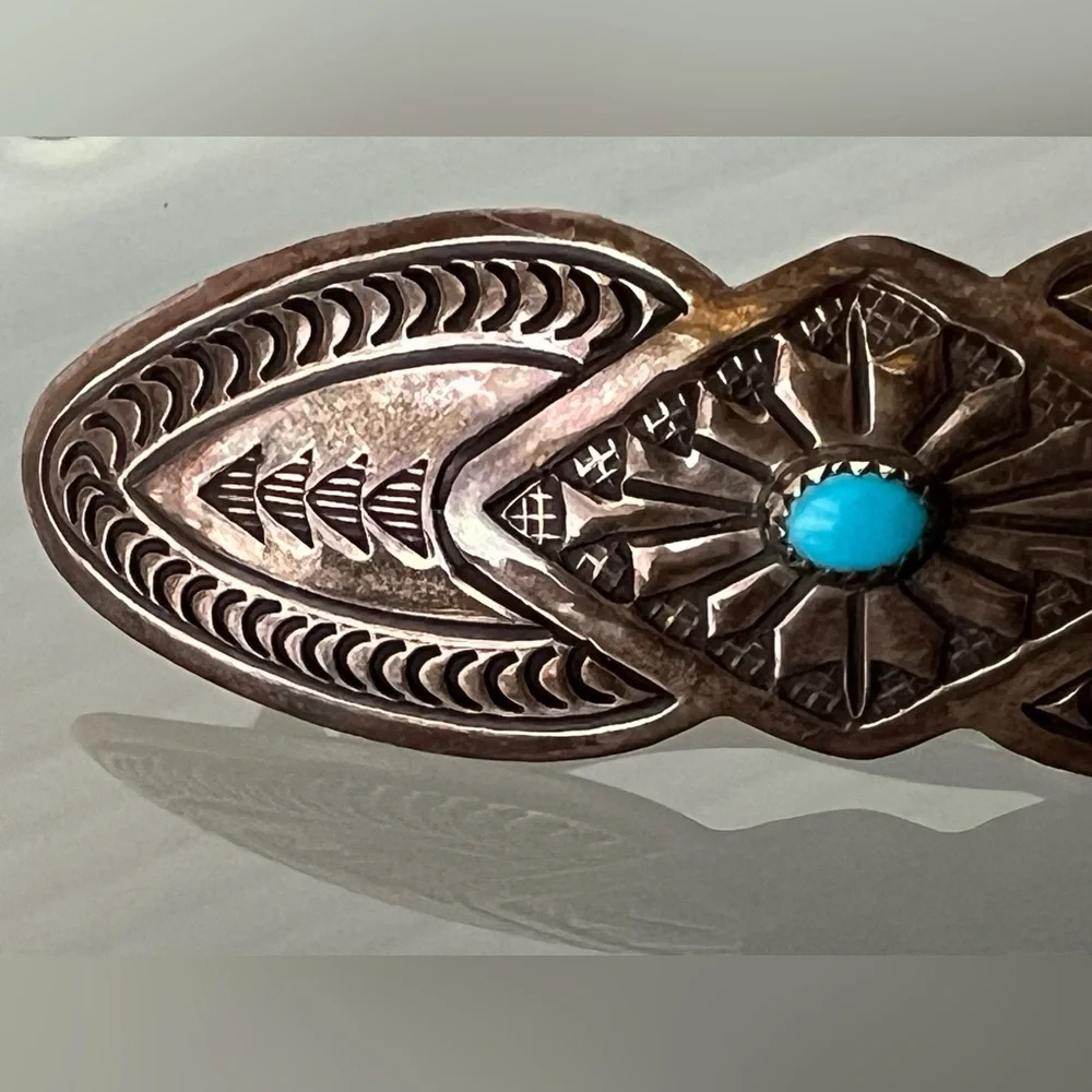 🪙💎Turquoise & Sterling Silver Barrette | Vintage Southwestern / Navajo Design